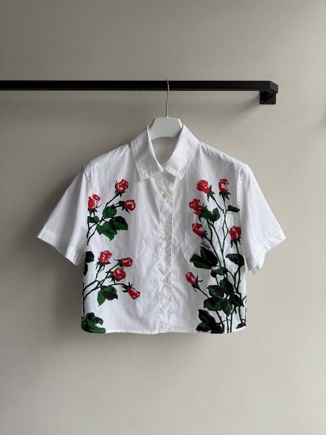 loew* Paula's Shirts Are Really Nice~ Short-Sleeved White Floral Shirt A Casu