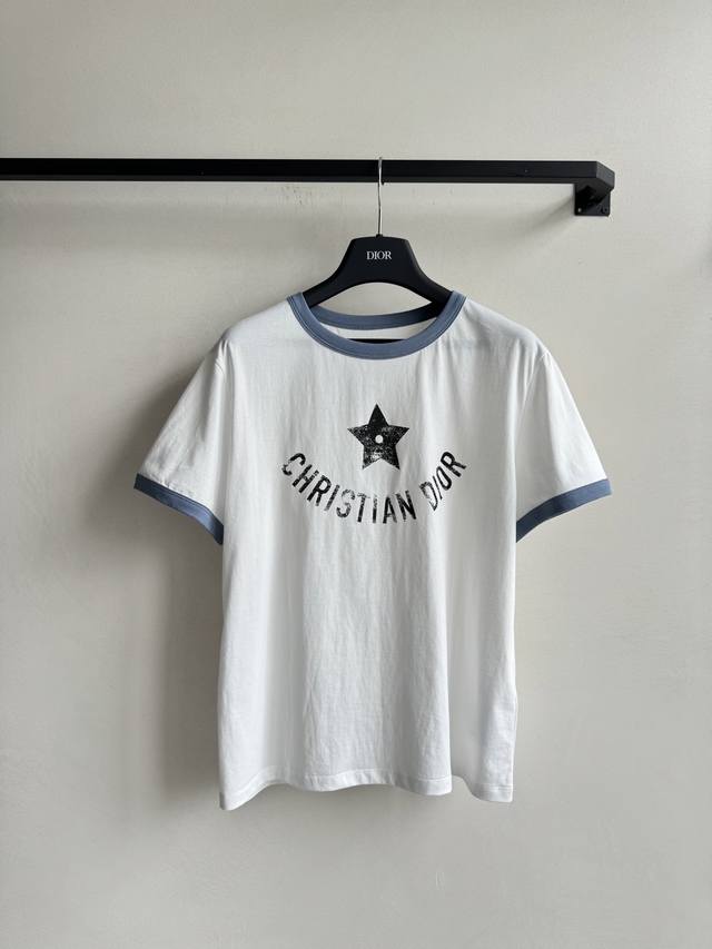 dio* 25Ss Spring And Summer New Five-Pointed Star Letter Print Round Neck Sho