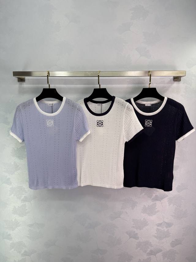loewe Loewe Round Neck Knitted Short Sleeves Suitable For Summer Wear Short S