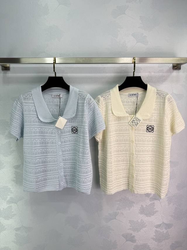 loew*Doll Collar Knitted Cardigan With Short Sleeves. Suitable For Summer Wea