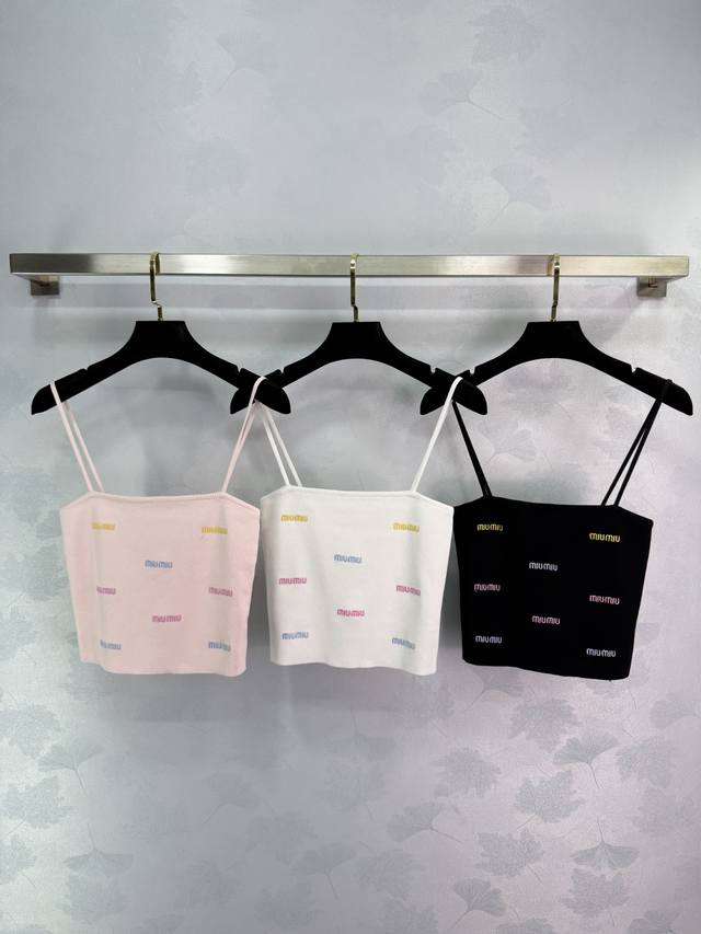 miu Mi* Summer New Embroidered Letter Camisole Fabric Is Comfortable And Brea