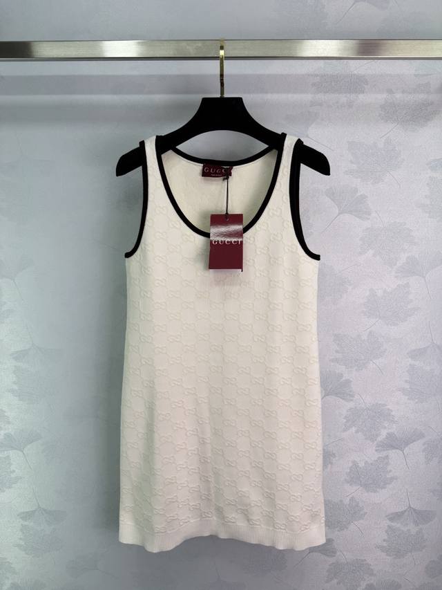 gucc*2025 New Arrivals Jacquard Knitted Vest Dress Customized Yb Cotton Yarn
