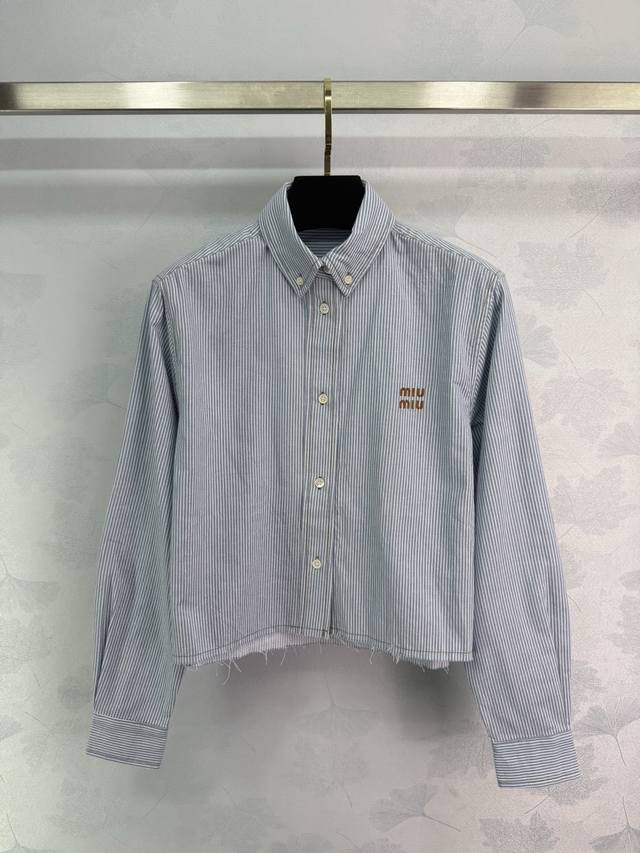 miu 25 New Summer Striped Lapel Shirt Shorts Miu Series Girl Outfit Intellect