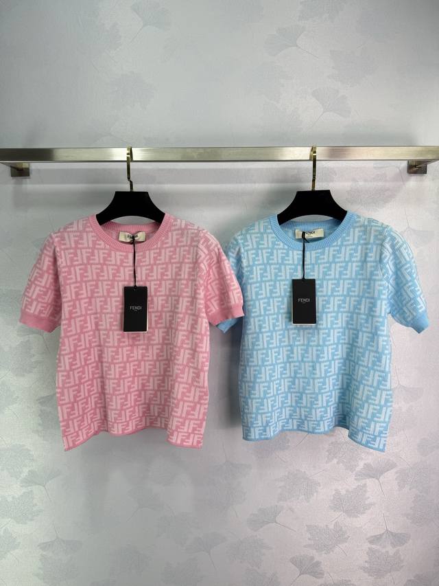 fend*25 Spring And Summer New Knitted Round Neck Short Sleeves Classic Brand