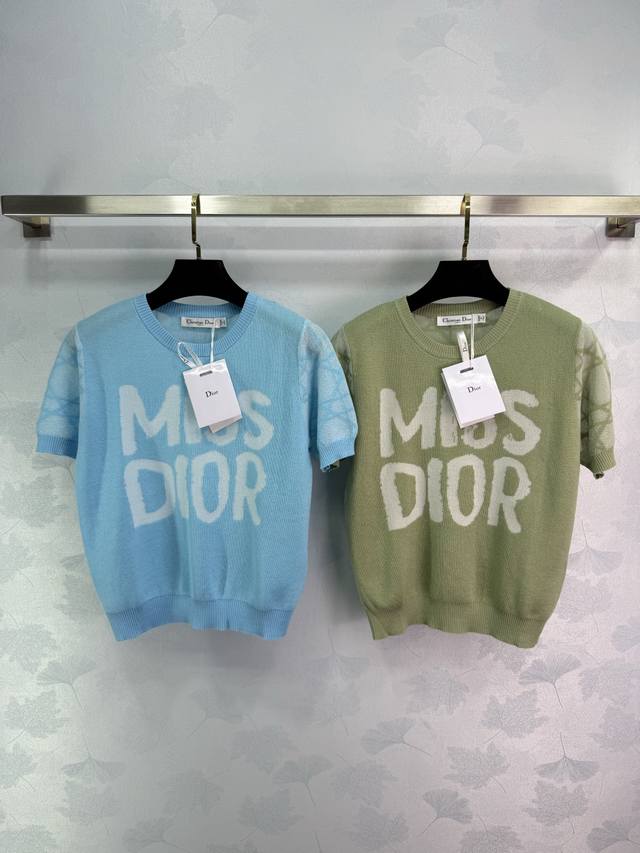 dio*25 Spring And Summer New Knitted Round Neck Short Sleeves Classic Letter