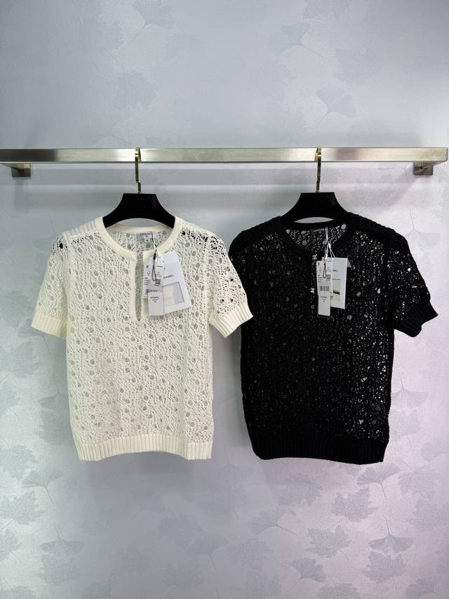 chane*2025 New Arrival Hollow Micro-Transparent Knitted Short Sleeves Customi
