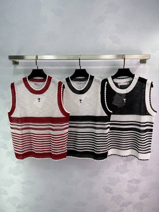 dio*2025 New Arrival Striped Knitted Vest Customized Yb Linen Cotton Yarn Wov