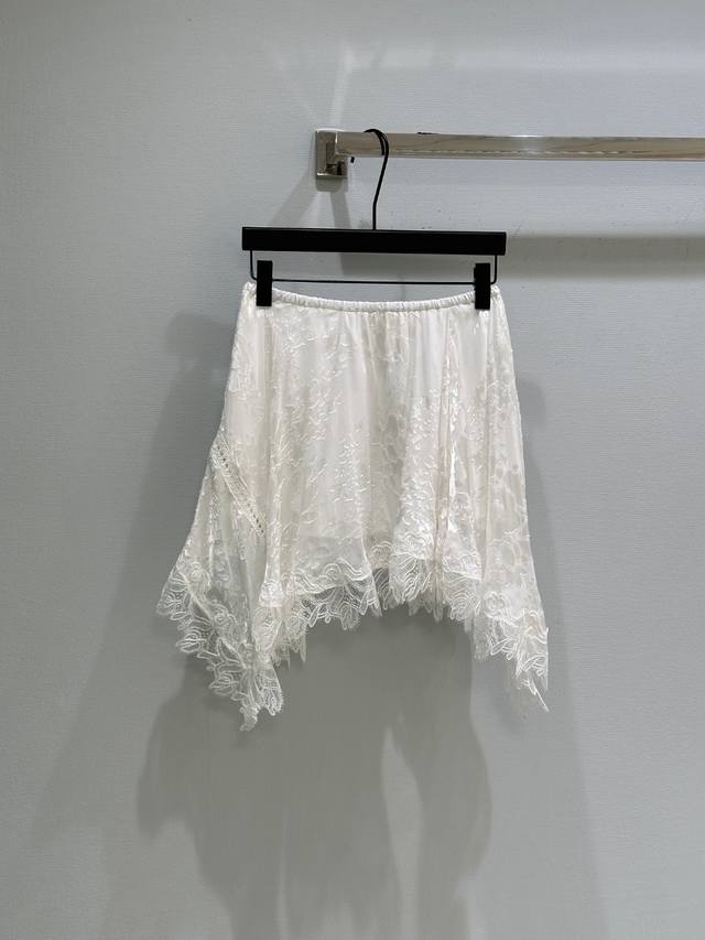 25Ss Spring And Summer New Style New Lace Elastic Waist Skirt Irregular Desig