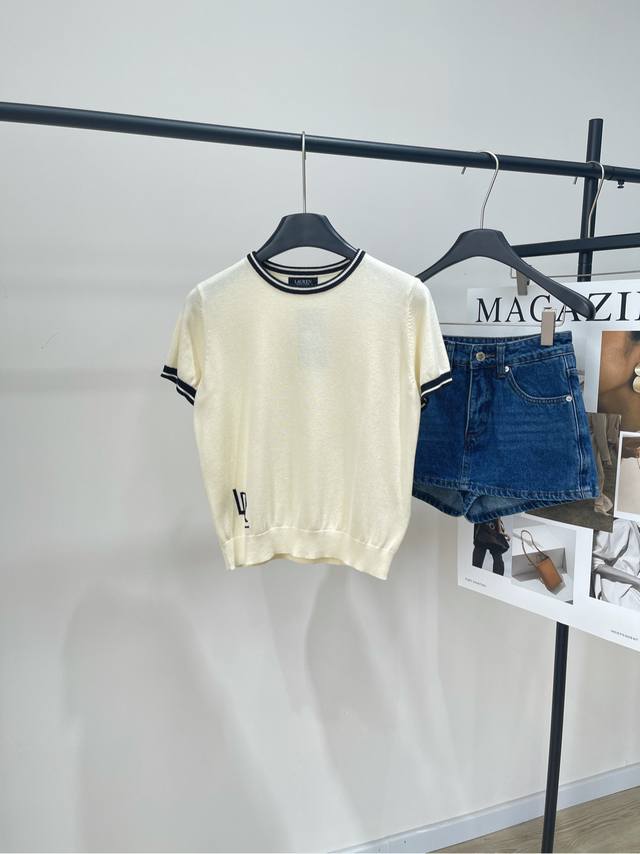 Lafmi Apricot Black Edge Round Neck Short Sleeves Fabric: Tencel Cotton Color: B