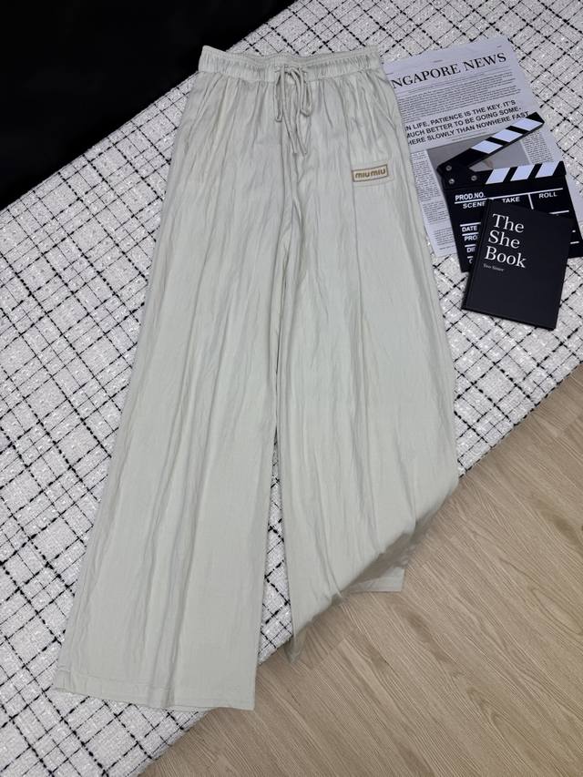 miumi*25Ss Logo Design Casual Pants, A Must-Have For Daily Wear, Very Versati