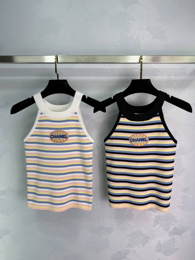 chane* 2025 Spring And Summer Latest Series Knitted Striped Round Neck Vest C