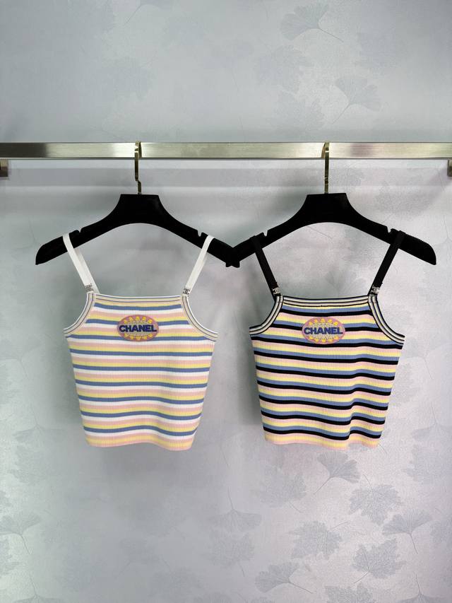 chane*2025 Spring And Summer Latest Series Knitted Striped Camisole Vest Is C