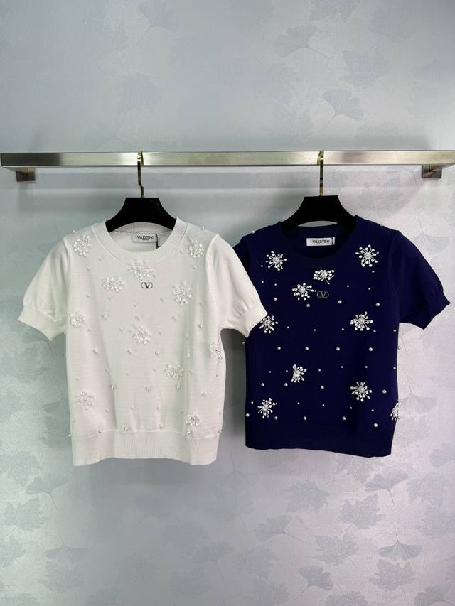 Valentin*2025 New Arrivals Beaded Snowflake Knitted Short Sleeves Customized Yb