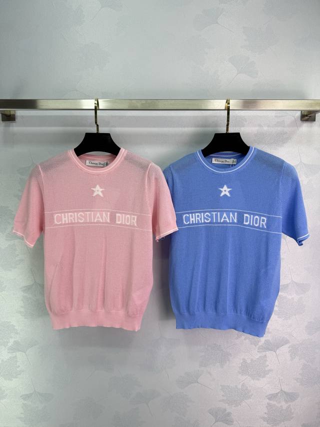 dio*25 Spring And Summer New Knitted Round Neck Short Sleeves Classic Lucky S