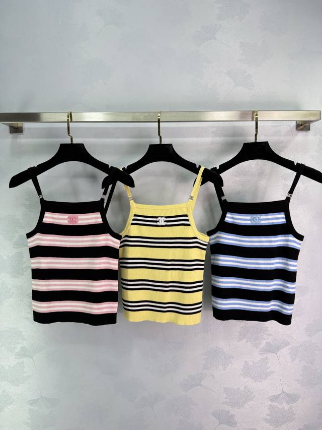 chane*25 New Summer Knitted Camisole Top. Simple But Stylish Striped Design.