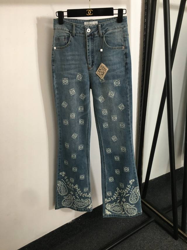 Style No. 20253061 Loew* New Logo Pattern Print High Waist Slim Flared Denim Pan