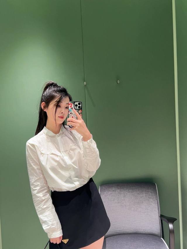 prad* 25Ss Spring And Summer New Hollow Embroidery Lace Shirt | Exclusive Yb