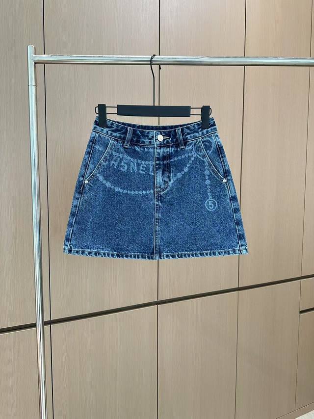 Popular Item In Stock Original Quality Chane* Printed Denim Skirt Using High-End