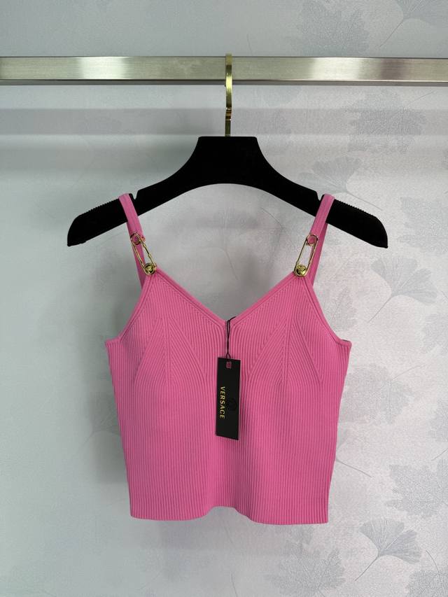 Versace* Embellished Stretch Plain Fabric Vest Dress Uses High-Quality Stretch P