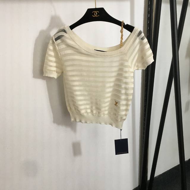 Style No. 20253049 Lv* New Logo Embroidery See-Through Fish Line Stripe One Shou