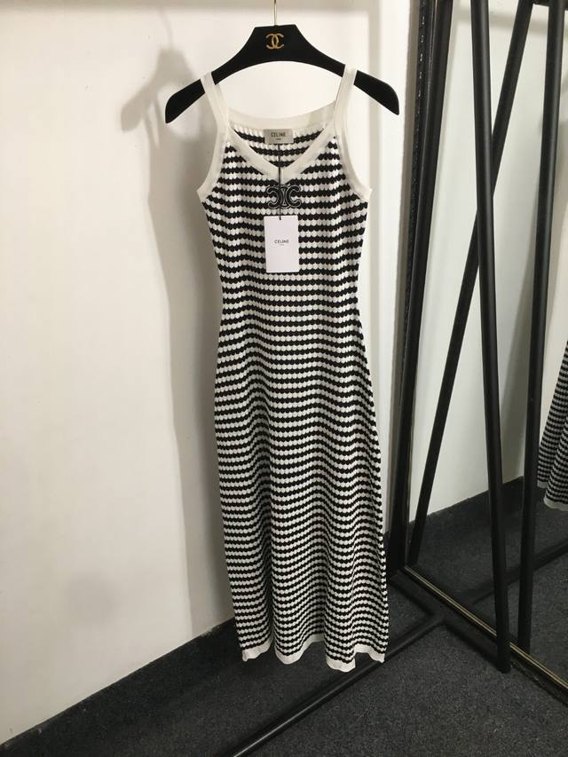 Style No. 20253020 Celin* New Logo Embroidery Hip-Wrapped Waist Striped Knitted