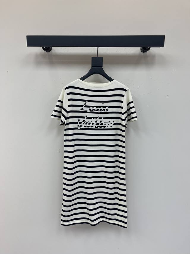 louis Vuitto*25 New Arrival, Short-Sleeved Knitted Dress With A Shoulder Coll