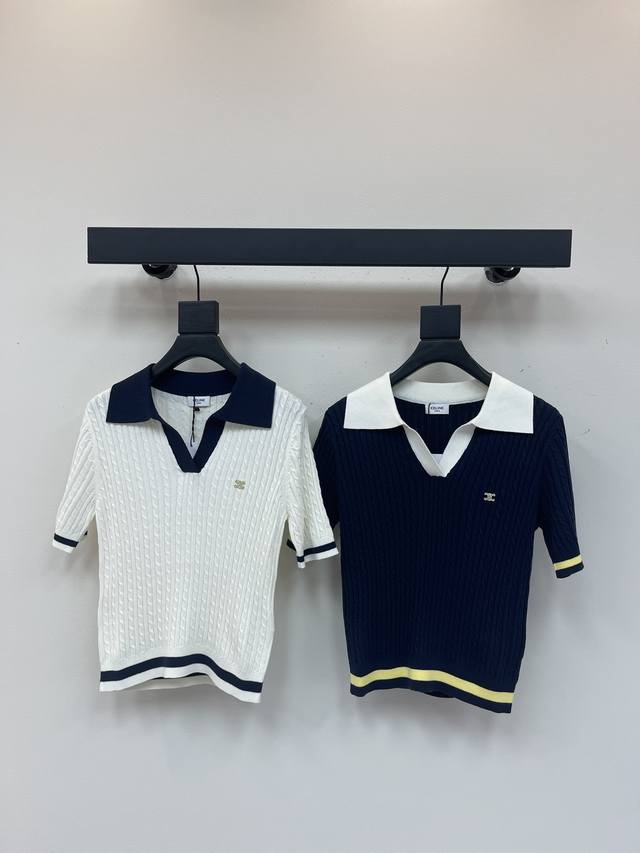 celin*25 New Knitted Lapel Short Sleeves Customized Yb Wool Yarn Weaving Text