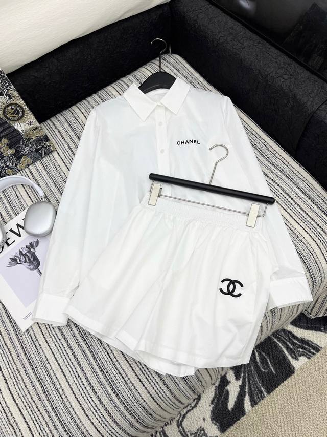 Summer Atmosphere Is Full Of Chane* Chanel Style Embroidered Lapel Shirt + Elast