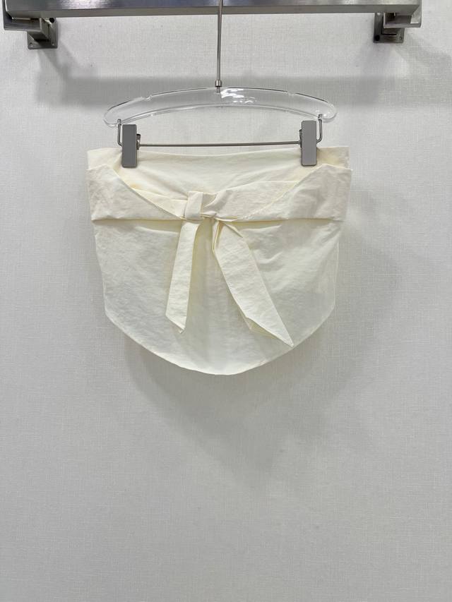 marchen 25 New Nice Holiday - Bowknot V-Hem Solid Color Tube Top Nylon Cotton