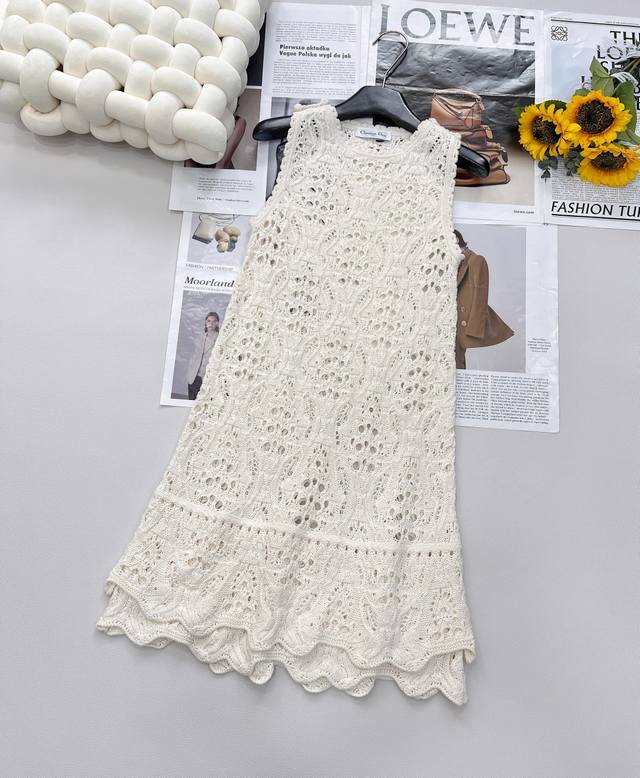 dior2025Ss New Style Upper Crochet Hollow Knitted Vest Skirt Customized Yb Im