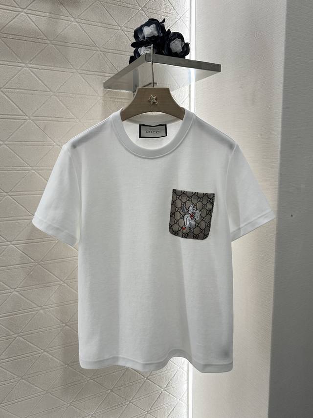 gucc*2025 New Arrivals Short-Sleeved Printed Shorts Set Round Neck Basic Shor