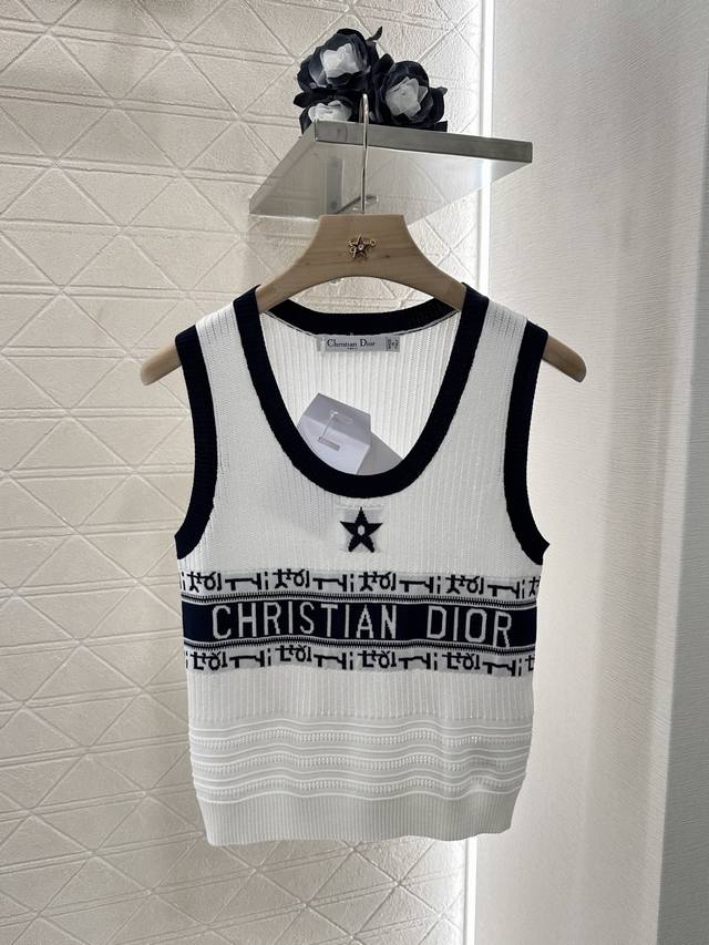 dio*2025 New Arrivals Crochet Letter Knitted Vest Customized Yb Silk And Wool