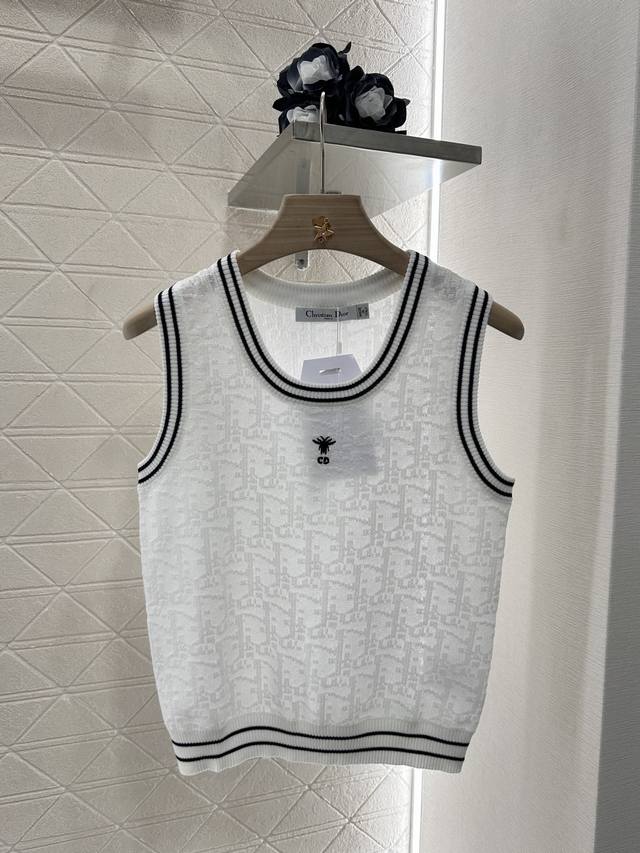 dio*2025 New Arrivals Round Neck Jacquard Knitted Vest Customized Yb Silk And