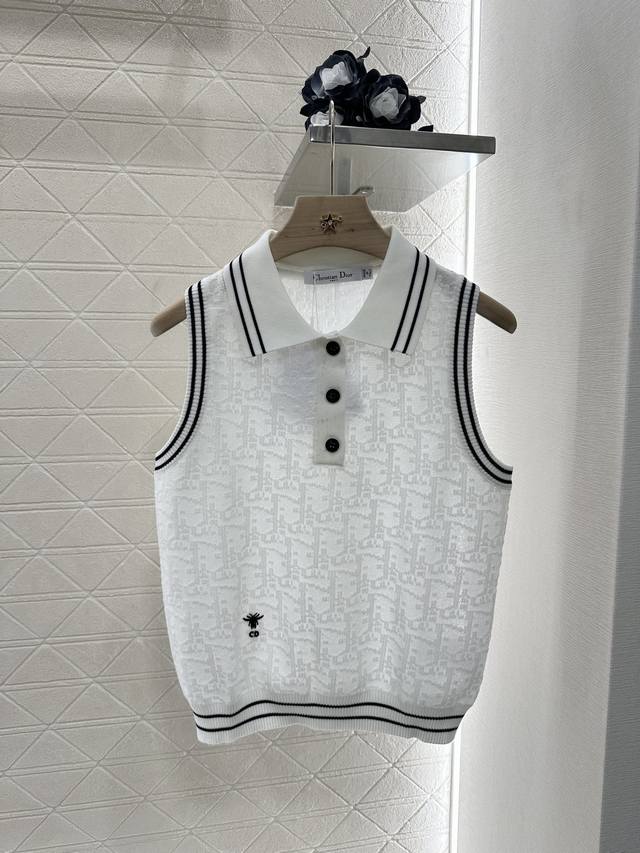 dio*2025 New Arrivals Lapel Jacquard Knitted Vest Customized Yb Silk And Wool