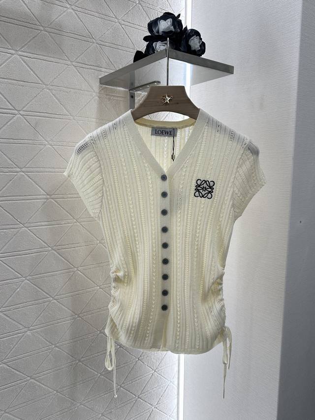 loew*2025 New Arrivals Totem Embroidery Hollow Knitted Short Sleeves Customiz