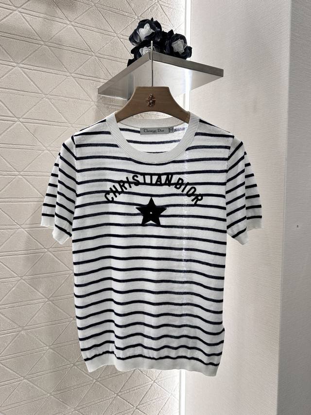 dio*2025 New Arrivals Round Neck Striped Knitted Top Customized Yb Cotton And