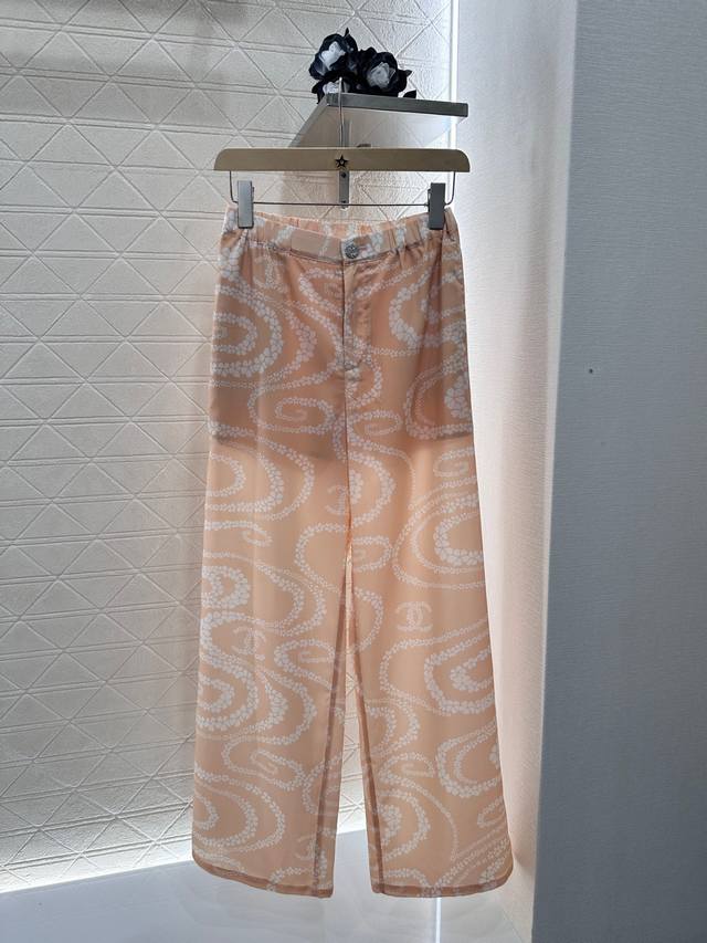 chane*2025 New Arrivals Printed Wide-Leg Trousers Customized Yb Imported Twil