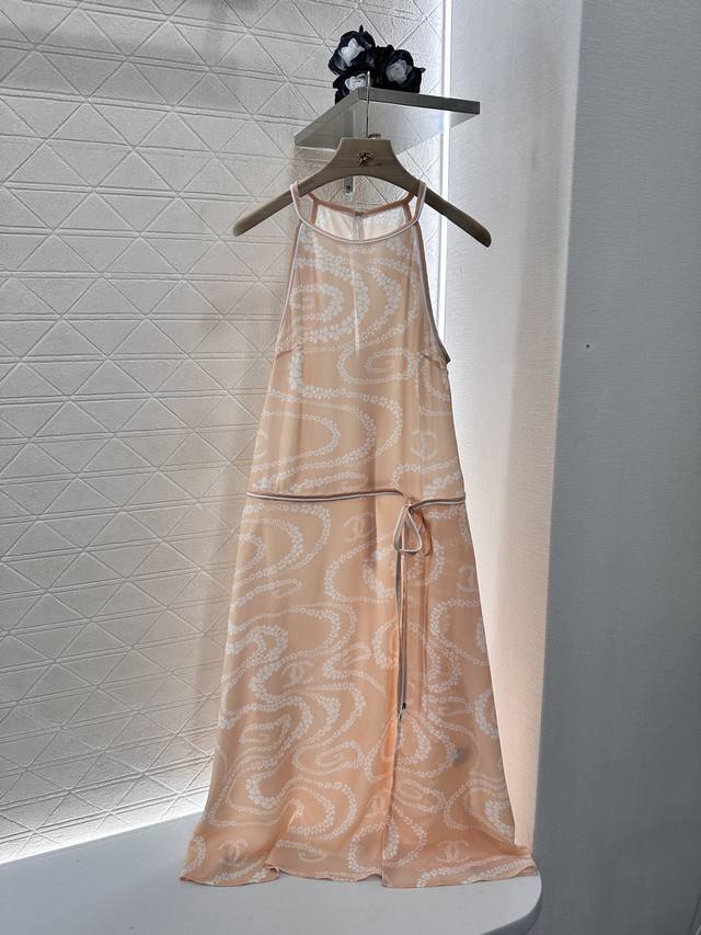 chane*2025 New Arrivals Printed Halter Dress Customized Yb Imported Twill Thi