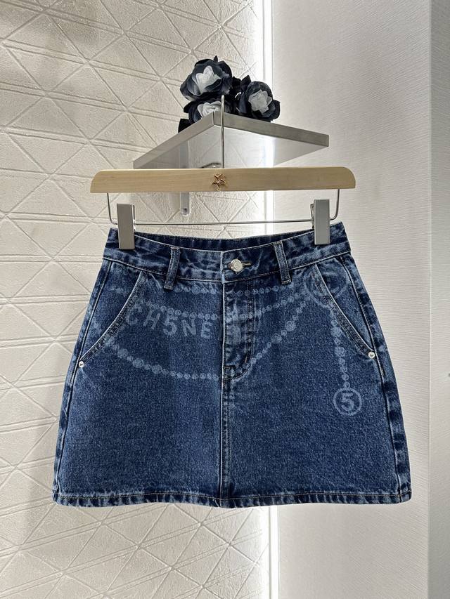 chane*2025 New Arrival Laser Printed Denim Skirt Customized Yb Twill Cotton D