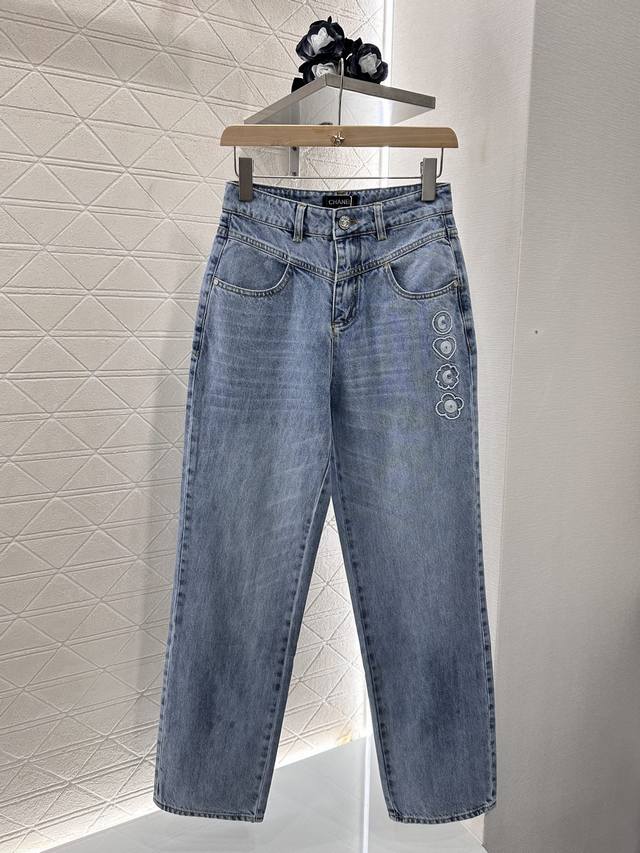 chane*2025 New Arrivals High Waist Washed Denim Straight Pants Customized Yb