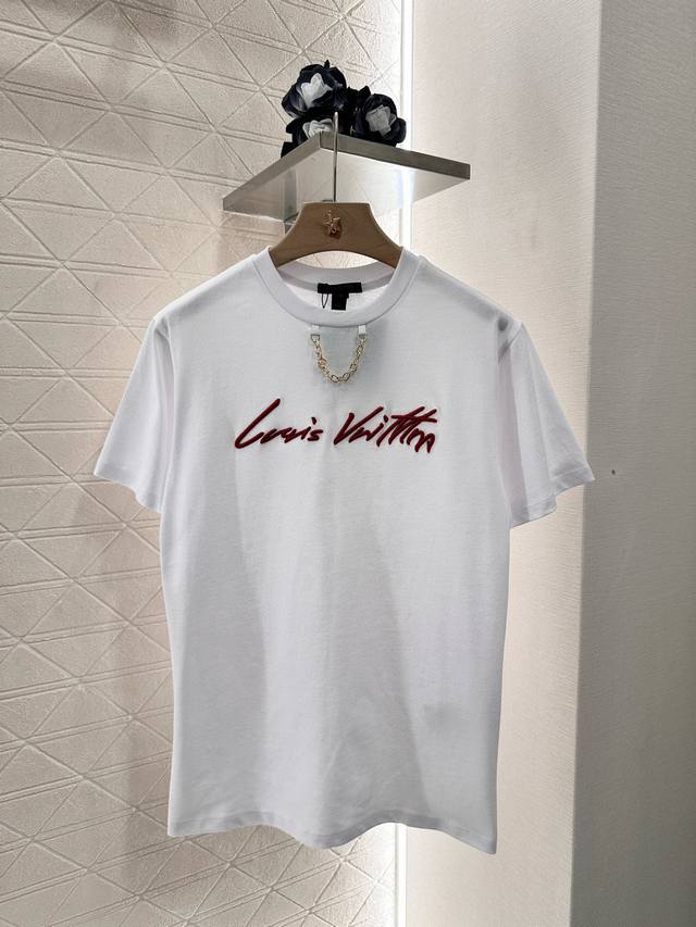 louis Vuitto*2025 New Arrivals Round Neck Embroidered Letter Chain Custom Yb