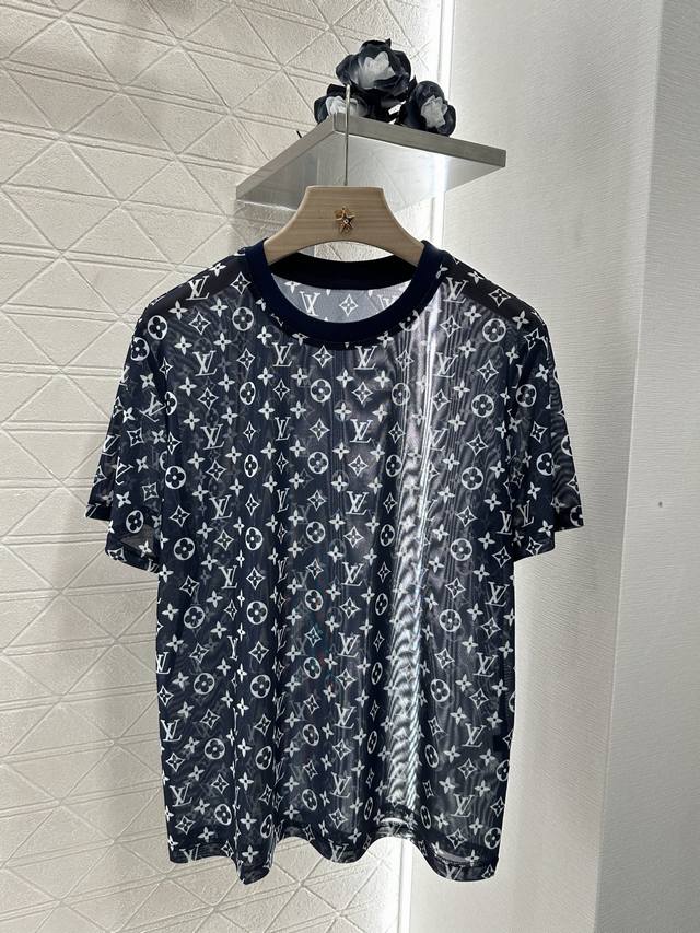 louis Vuitto*2025 New Arrivals Jacquard See-Through Letter Short Sleeves Cust