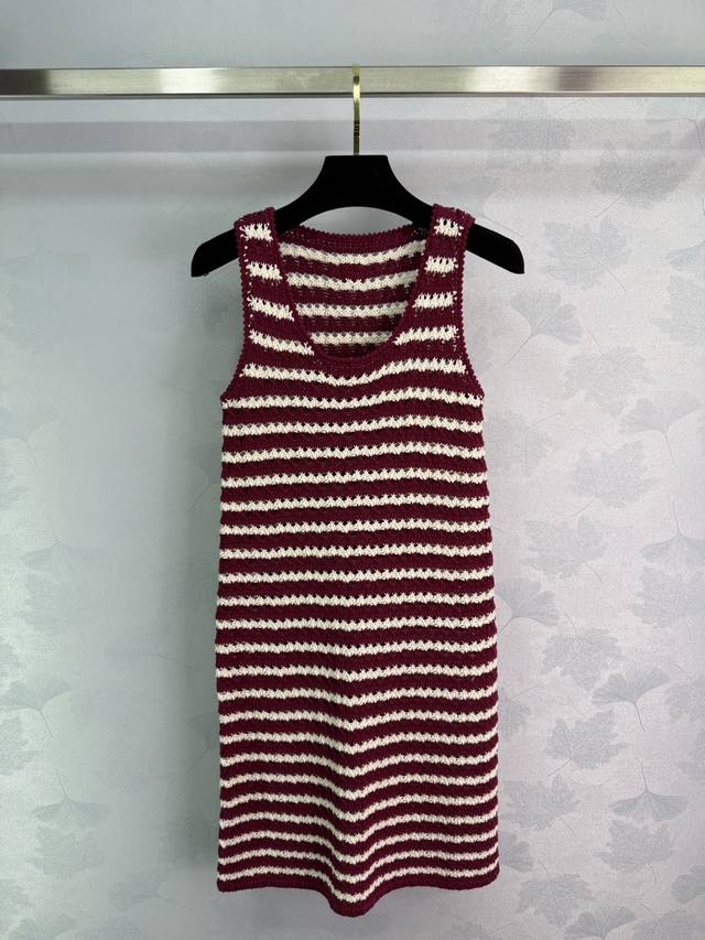 ce*Red And White Striped Knitted Dress Classic Style Comfortable And Breathab