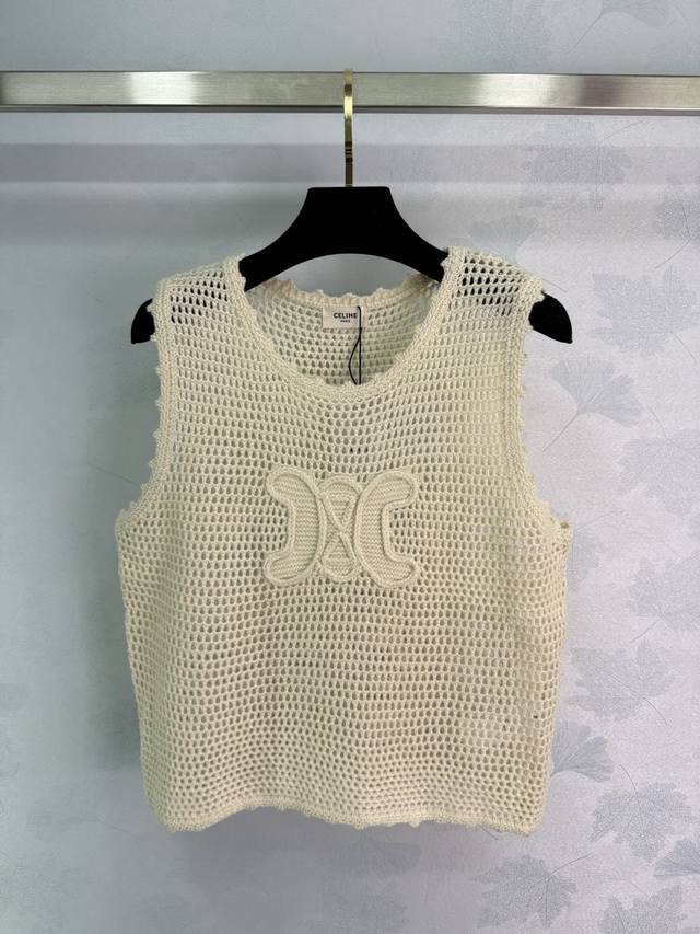 ce*Hollow Sleeveless Vest Classic Arc De Triomphe Design Super Breathable Sup