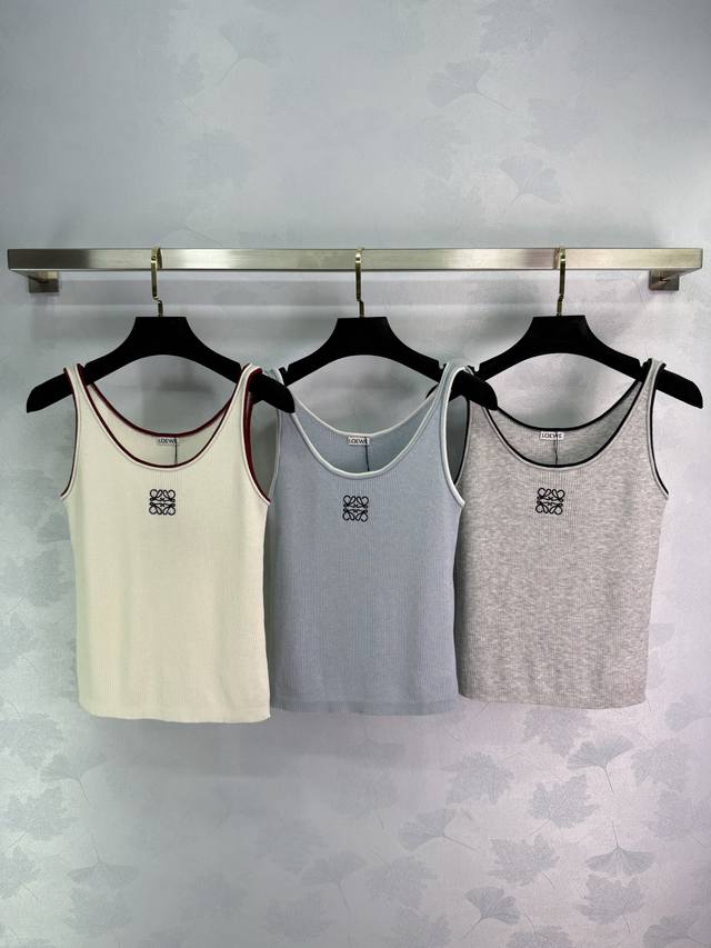 loew*Spring And Summer Knitted Vest. Classic Logo Embroidery Design. Simple A