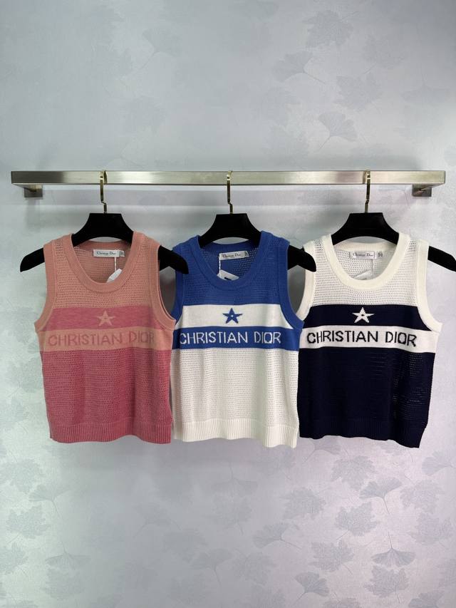 dio*Sleeveless Knitted Vest With Three Colors Available: Pink, Blue And Black