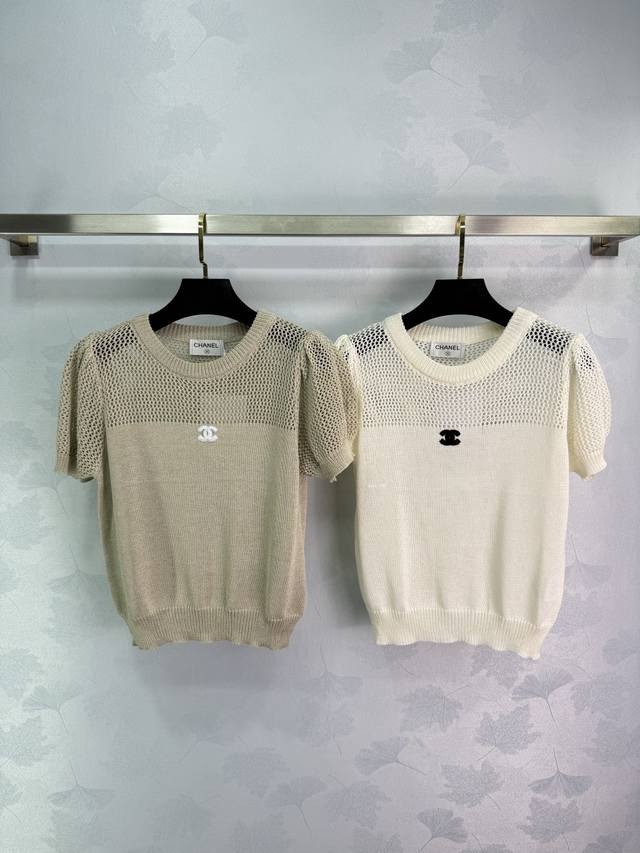 chane*Hollow Short-Sleeved Sweater Classic Style Suitable For Summer Soft And