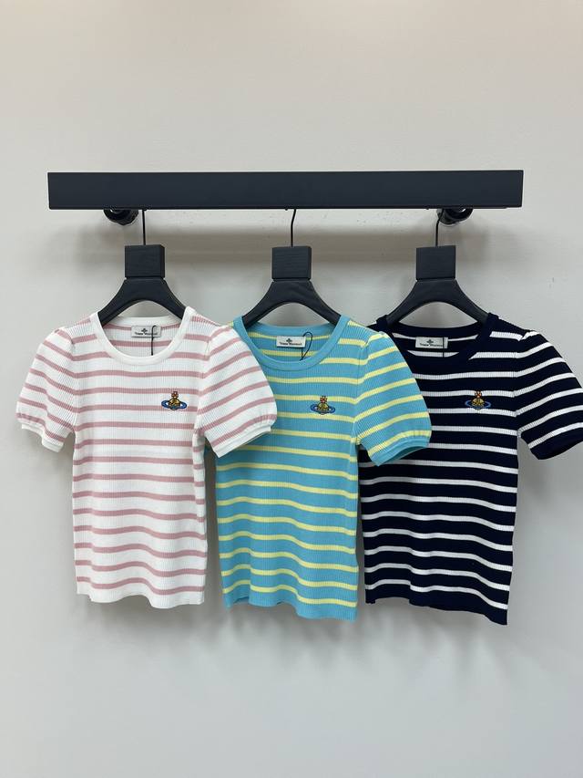 vivienewestwoo* 2025 Spring And Summer Latest Series Round Neck Striped Short