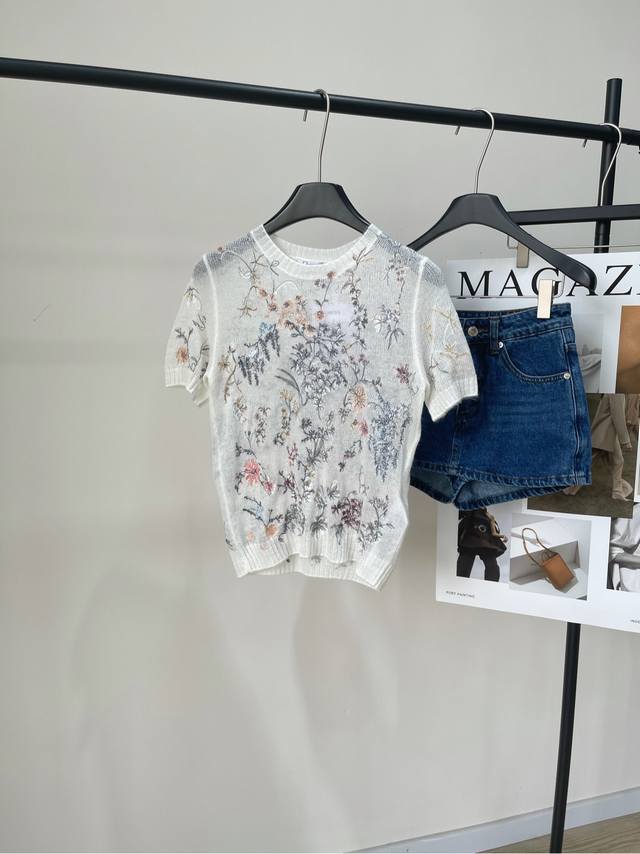 d Heavy-Duty Plant And Flower Embroidery Hollow Short Sleeves Fabric Wool + M