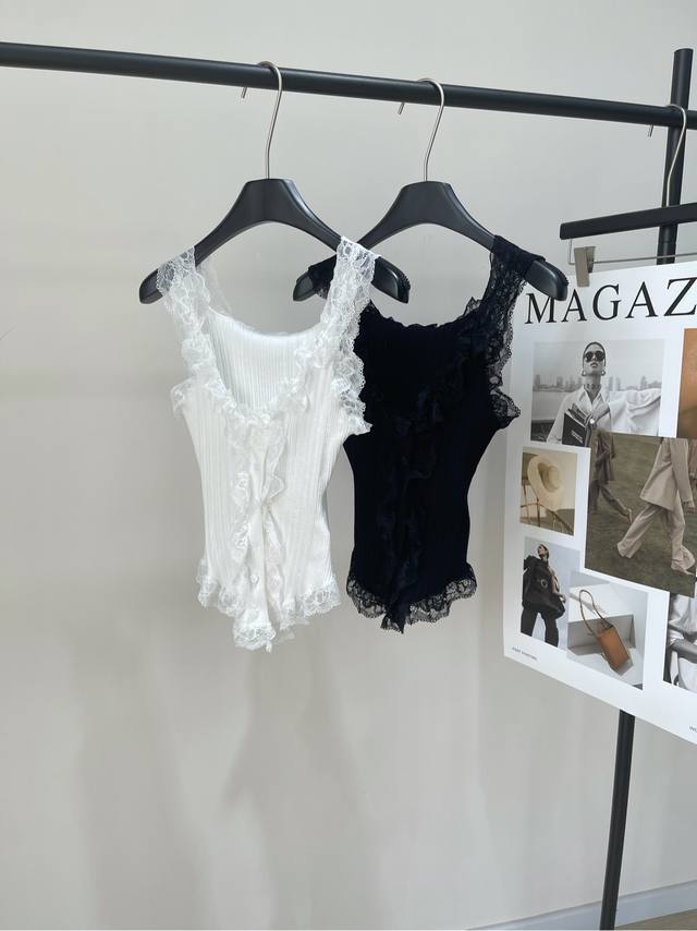 pa Lace Button Knitted Vest Fabric: Nylon + Viscose Nylon Color: White Black